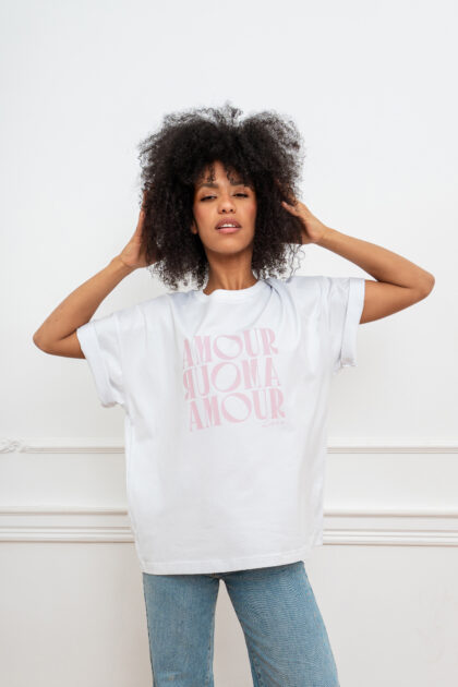 T-SHIRT AMOUR BIAŁY