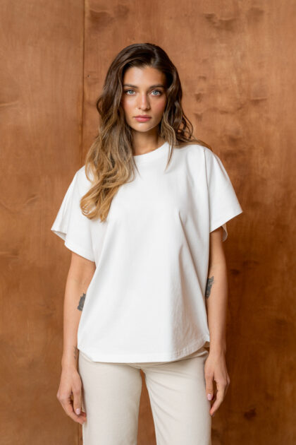 T-SHIRT BASIC BOPOCO OVERSIZE KIMONO BIAŁY