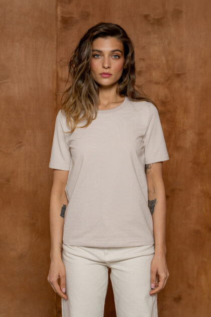 T-SHIRT BASIC BOPOCO NORMAL BEŻOWY