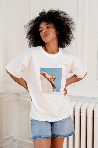 T-SHIRT NOT LAZY BIAŁY