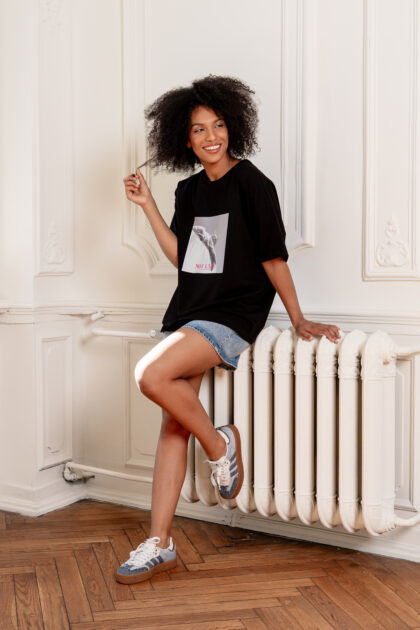 T-SHIRT NOT LAZY CZARNY
